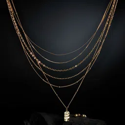 AMI Gold-Plated Contemporary 6 Layered Jewellery Set-picture-23