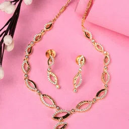 Saraf RS Jewellery Gold-Plated AD-Studded Necklace and Earrings-picture-17