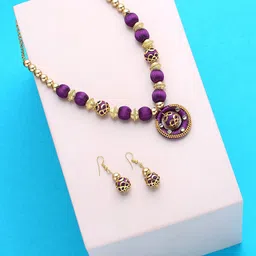 AKSHARA Gold Plated German Silver Stones Studded & Pearls Beaded Jewellery Set-picture-21