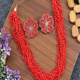 UNIVERSITY TRENDZ Gold Plated Artificial Beads Jewellery Set-picture-34