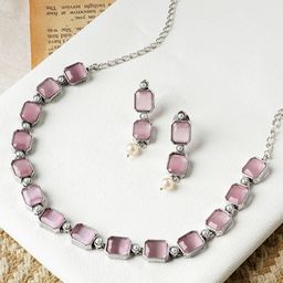 TEEJH Silver Stone-Studded Jewellery Set-picture-16