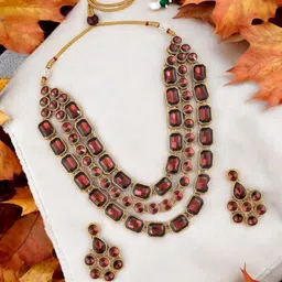 Stefan Gold Plated Kundan Stone Studded Jewellery Set-picture-30