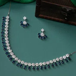 justpeachy Rhodium-Plated AD-Studded Jewellery Set-picture-17