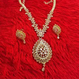 Anujeet Fashion Hub Gold Plated Stone Studded Jewellery Set-image-12