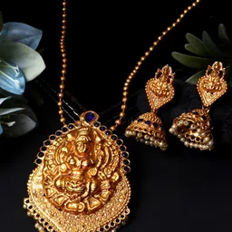 ANIKAS CREATION Gold-Plated Blue Stone-Studded Jewellery Set-picture-19