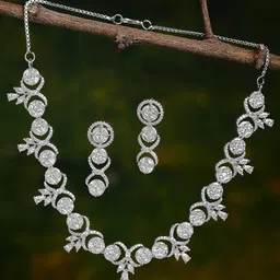 Kennice Women Gold-Plated AD & CZ Studded Copper Jewellery Set-image-31