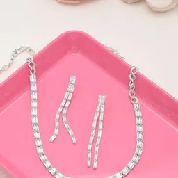 AMI Silver-Plated & White CZ-Studded Jewellery Set image 1