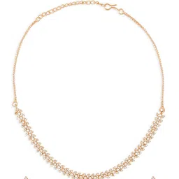 Zaveri Pearls Rose Gold-Plated Cubic Zirconia Studded Jewellery Set image 2