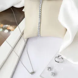 JOKER & WITCH Silver-Coloured & White Stone Studded Jewellery Set-picture-16