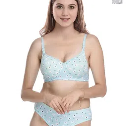 PIBU Pack of 2 Floral Printed Lightly Padded Cotton Bra With Brief-picture-29