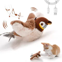 Flapping Wings Catnip Chirping Bird Toy for Cats, Touch Activated Motion Sensor Fiber Soft Toy For Cat-image-22