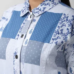 Van Heusen Woman Women Blue Crop Denim Jacket with Patchwork image 2