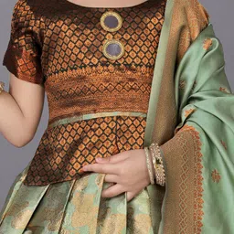 BAESD Girls Woven Design Ready To Wear Lehenga & Blouse With Dupatta image 2