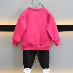 StyleCast Girls Fuchsia & Black Printed T-shirt with Trouser image 3