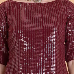 Ethnovog Embellished Regular Sequinned Straight Kurti & Sharara With Dupatta image 5