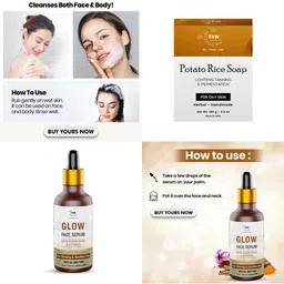 TNW the natural wash Set of 2 Potato Rice Soap 100 gm & Glow Face Serum 30 ml image 4