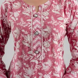 Jasoriya Floral Embroidered Regular Pure Cotton Straight Kurta With Pyjamas & Dupatta image 3