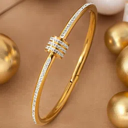 KARISHMA KREATIONS Gold-Plated Cubic Zirconia Kada Bracelet image 2