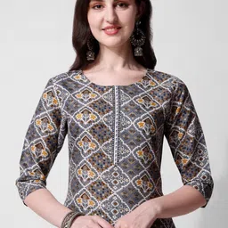 Berrylicious Ethnic Motifs Printed Pure Cotton Kurta with Trousers & Dupatta image 2