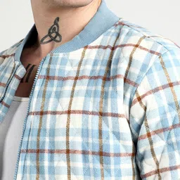 Campus Sutra Men Checked Lightweight Longline Denim Jacket image 2