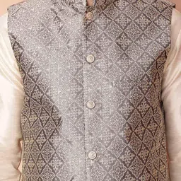 Anouk Mandarin Collar Woven Design Nehru Jacket With Kurta & Pyjama image 2