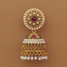 Lunexa Traditional Ethnic studded Gold Plated Big Oxxidize For Gils Beads, Cubic Zirconia Alloy, Glass Earring Set, Jhumki Earring, Stud Earring, Drops & Danglers image 3