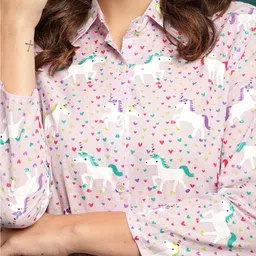 Sangria Unicorn Conversational Printed Pure Cotton Night suit image 2