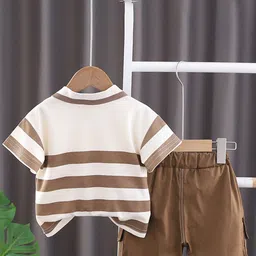 INCLUD Boys Striped Polo Collar T-shirt with Shorts image 2