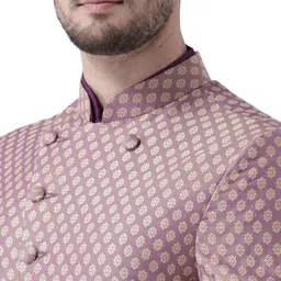 KISAH Woven-Design Indo-Western Kurta Sherwani with Churidar Set image 5