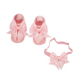 Baby Moo Kids Pink Bedazzled Booties with Matching Headband image 5