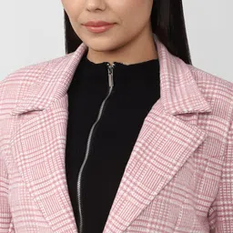 Van Heusen Woman Women Pink Checked Longline Cotton Open Front Jacket image 4