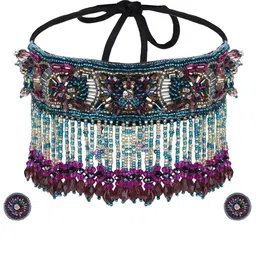 Adwitiya Collection Pink Stones-Studded & Beaded Jewellery Set image 2