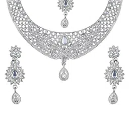 Shining Diva Silver-Plated Crystal-Studded Jewellery Set image 2