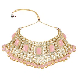 I Jewels Gold Plated Kundan Studded & Artificial Beaded Jewellery Set image 4