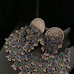 Samridhi DC Set of 2 Silver-Plated Beaded Oxidised Jewellery Set image 2