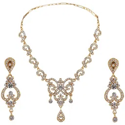 ANIKAS CREATION Gold-Plated & White AD-Studded Antique Jewellery Set image 2
