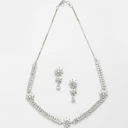 ZENEME Rhodium-Plated AD-Studded Jewellery Set image 2