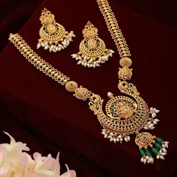 Saraf RS Jewellery Gold-plated Cubic Zirconia Studded Jewellery Set image 2