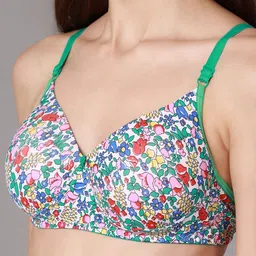 AROUSY Pack Of 3 Floral Printed Cotton Lightly Padded Bra & Mid-Rise Brief image 4