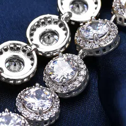 PRIVIU Silver Toned Brass American Diamond Rhodium-Plated Wraparound Bracelet image 3