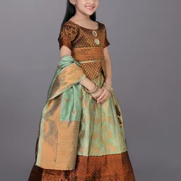 BAESD Girls Woven Design Ready To Wear Lehenga & Blouse With Dupatta image 3