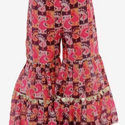 LIL DRAMA Girls Red & Orange Printed Top with Palazzos image 2