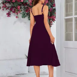 traquila Women Fit and Flare Purple Knee Length Dress image 4