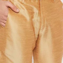 VASTRAMAY Woven Design Mandarin Collar Zari Kurta with Pyjamas image 3