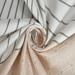 Homefab India 8 Pieces Beige & White Printed Diwan Set image 3