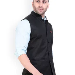 Vandnam Fabrics Men Black brown Longline Tailored Jacket image 3