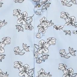 YK Boys Blue & White Printed Woven Nehru Jacket image 3