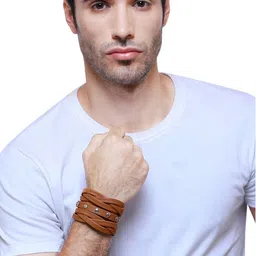 The Roadster Lifestyle Co. Timeless Men Leather Wraparound Bracelet image 2