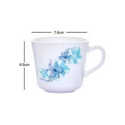 Cello White & Blue Floral Printed Opalware Glossy Mugs Set of Cups and Mugs image 3