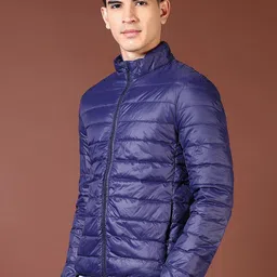 V-Mart Men Mock Collar Solid Cotton Casual Puffer Jacket image 4